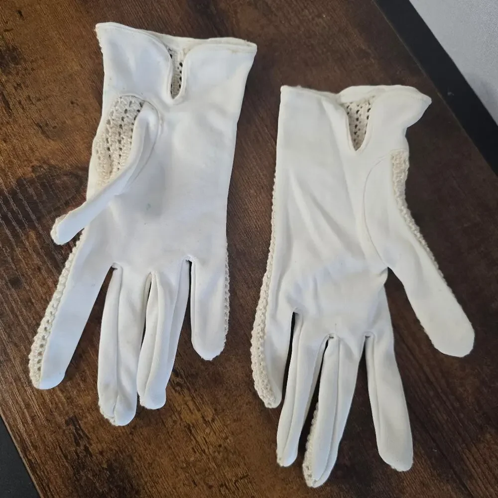 Vintage half lace and half lined gloves. Small spot on glove